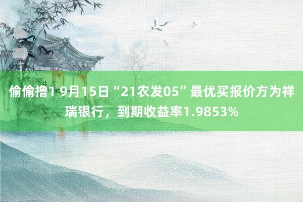 偷偷撸1 9月15日“21农发05”最优买报价方为祥瑞银行，到期收益率1.9853%