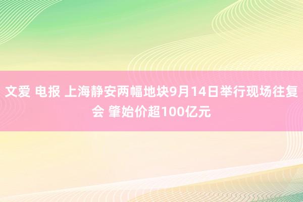 文爱 电报 上海静安两幅地块9月14日举行现场往复会 肇始价超100亿元