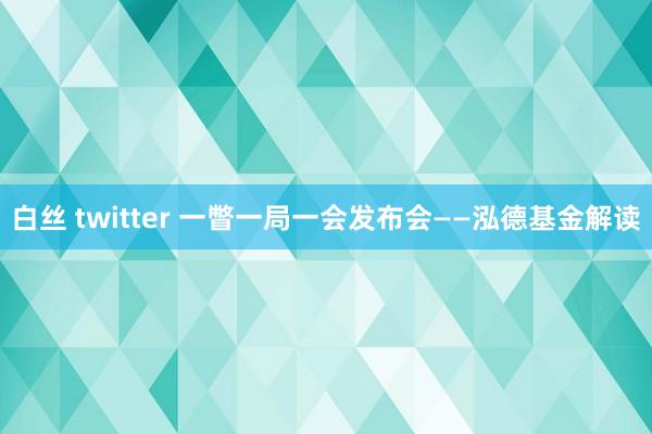 白丝 twitter 一瞥一局一会发布会——泓德基金解读