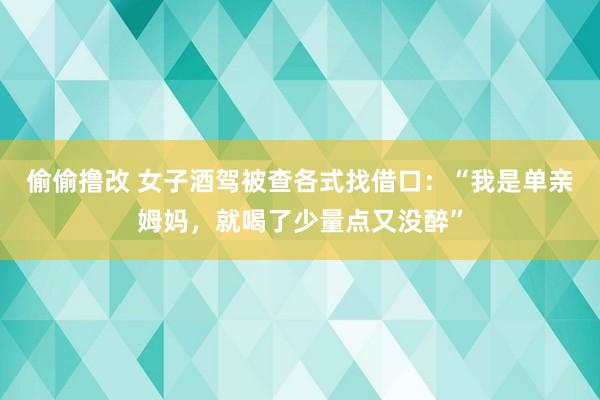 偷偷撸改 女子酒驾被查各式找借口：“我是单亲姆妈，就喝了少量点又没醉”