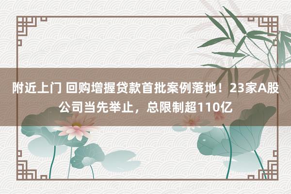 附近上门 回购增握贷款首批案例落地！23家A股公司当先举止，总限制超110亿