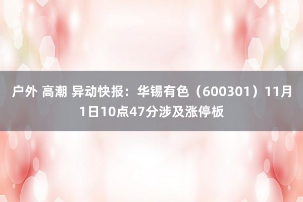 户外 高潮 异动快报：华锡有色（600301）11月1日10点47分涉及涨停板