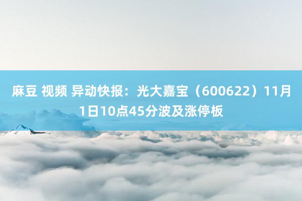 麻豆 视频 异动快报：光大嘉宝（600622）11月1日10点45分波及涨停板