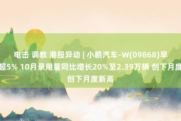 电击 调教 港股异动 | 小鹏汽车-W(09868)早盘涨超5% 10月录用量同比增长20%至2.39万辆 创下月度新高