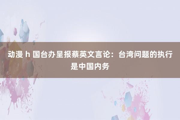 动漫 h 国台办呈报蔡英文言论：台湾问题的执行是中国内务