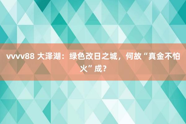 vvvv88 大泽湖：绿色改日之城，何故“真金不怕火”成？