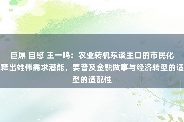 巨屌 自慰 王一鸣：农业转机东谈主口的市民化会开释出雄伟需求潜能，要普及金融做事与经济转型的适配性