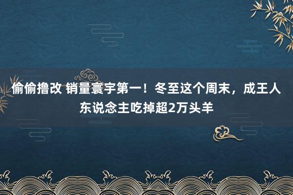 偷偷撸改 销量寰宇第一！冬至这个周末，成王人东说念主吃掉超2万头羊