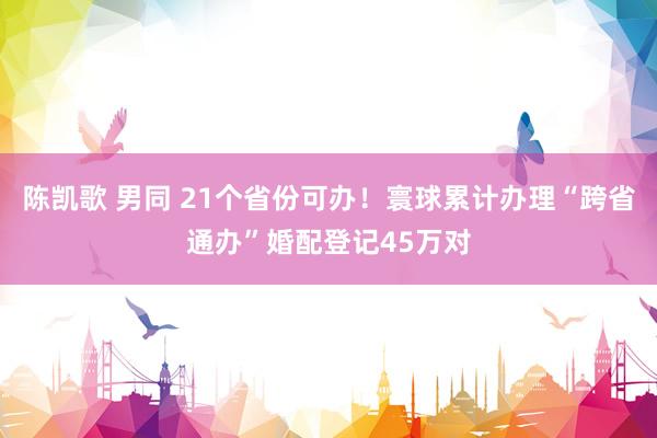 陈凯歌 男同 21个省份可办！寰球累计办理“跨省通办”婚配登记45万对