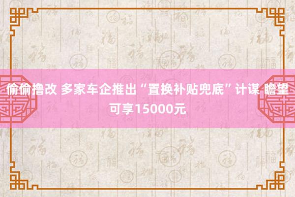 偷偷撸改 多家车企推出“置换补贴兜底”计谋 瞻望可享15000元