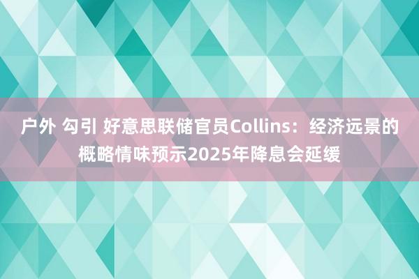 户外 勾引 好意思联储官员Collins：经济远景的概略情味预示2025年降息会延缓